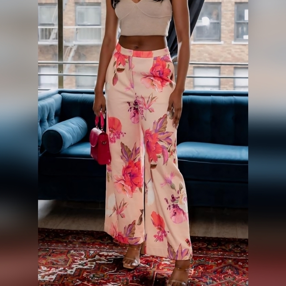 HFR x The Drop Women's Floral Print Wide Leg Fleece Pant by @nicholelynel XS NWT